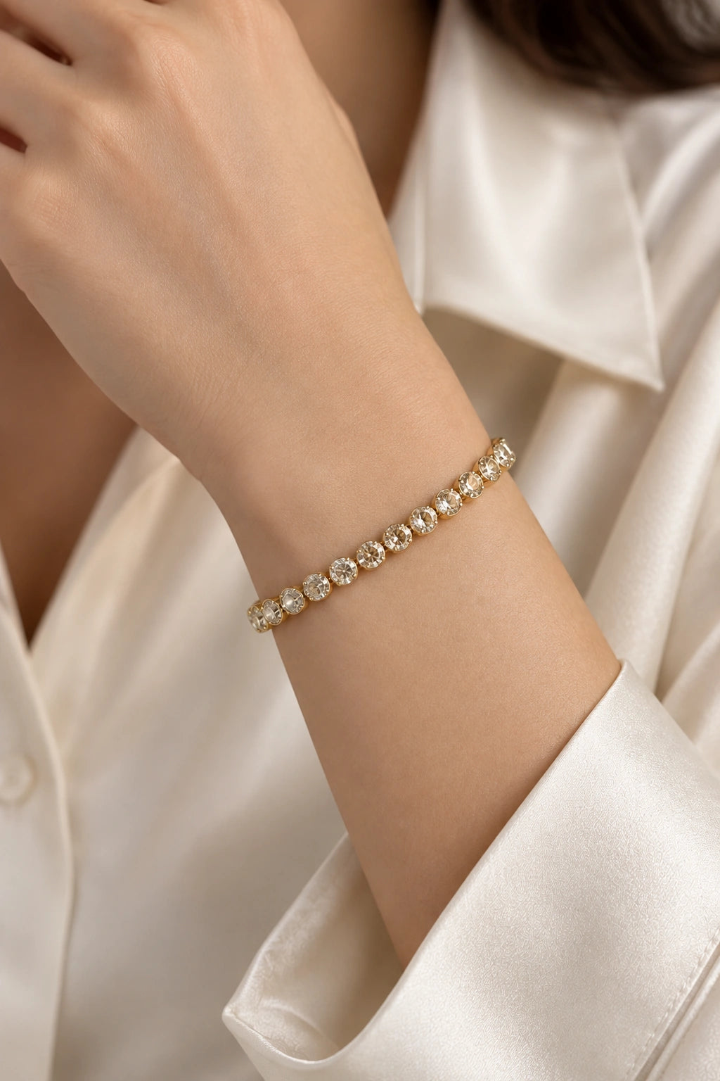 Crystal Round-Cut Tennis Bracelet