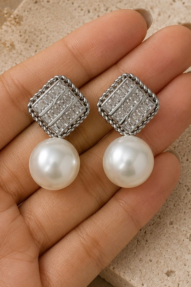 Crystal Pearl Drop Earrings