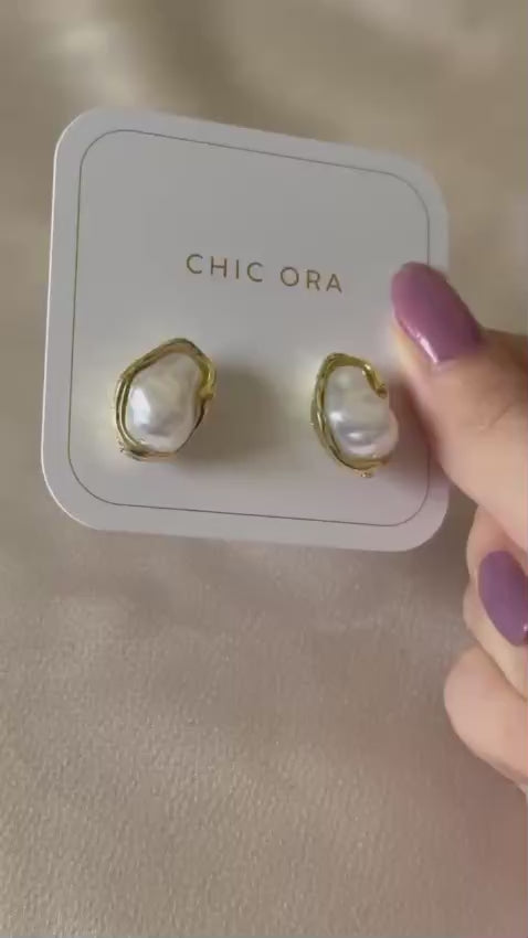Baroque Pearl Stud Earrings