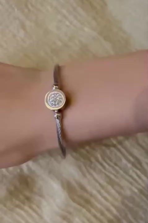 Silver Cable Disc Bangle