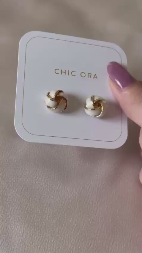 Ivory Knot Stud Earrings