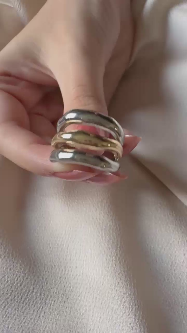 Two-Tone Triple Band Ring