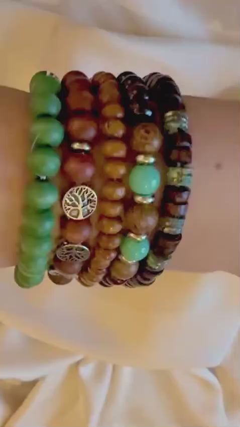 Stackable Wood Bead Bracelet Set (Set of 5)