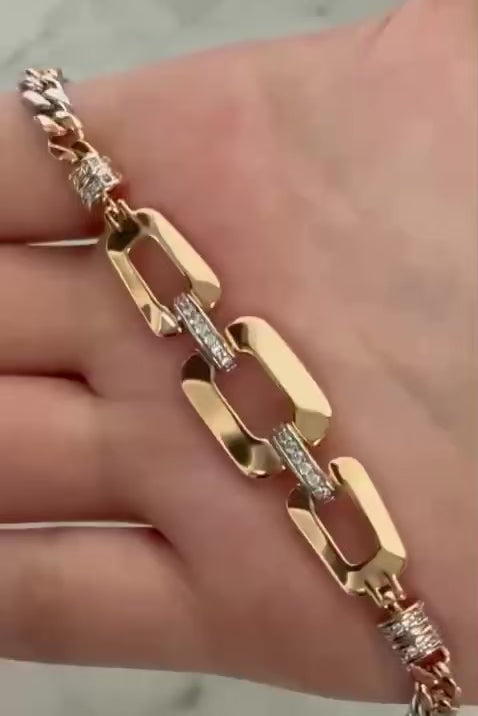 Two-Tone Curb Link Bracelet