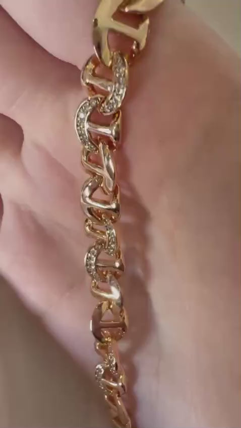 Gold H style Link Bracelet