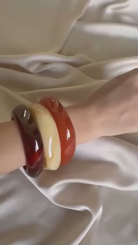 Rust, Ivory & Tortoise Resin Stacking Bangles (Set of 3)